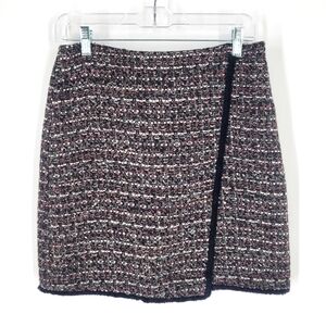 Loft Women’s Mini Tweed Skirt Black Red White With Gold Metallic Sparkle Size 4P